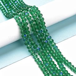 電気メッキガラスビーズセット  半分虹メッキ  多面カット  ロンデル  ダークシアン  2.9~3.3x2mm  穴：0.8mm  約135~140個/連  32~34cm&nbsp;EGLA-A034-T2mm-L12
