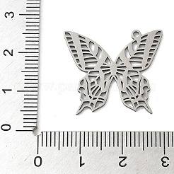 ステンレスペンダント201個  レーザー切断  蝶のチャーム  ステンレス鋼色  21.5x24x1mm  穴：1.5mm&nbsp;STAS-G366-05P