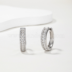 女性用スターリングシルバー製モアッサナイトフープピアス925点  銀  19x5.1mm&nbsp;BC8310