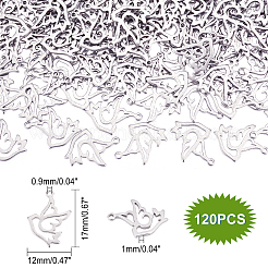 304ステンレススチール製バードペンダント120個  レーザー切断  中空  鳩  ステンレス鋼色  17x12x1mm  穴：0.9mm&nbsp;STAS-DC0007-36