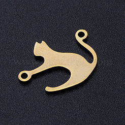 201 ステンレススチール キトゥンリンクコネクター  猫のシルエット  ゴールドカラー  19x15x1mm  穴：1.5mm&nbsp;STAS-T049-T647-2