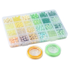DIY ストレッチ ブレスレット メイキング キット  丸いアクリルとプラスチックのイミテーションパールビーズを含む  伸縮性のある糸  ミックスカラー  ビーズ：7.5~8x7~8mm  穴：1~2mm  600個/セット&nbsp;DIY-YW0006-55