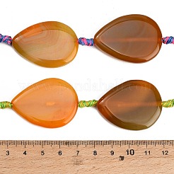 天然バンド /縞aビーズ連売り  染め＆加熱  ティアドロップ  ペルー  37.5~40.5x28~28.5x7.5~8mm  穴：2.5mm  約8個/連  15.04~15.12''（38.2~38.4センチメートル）&nbsp;GG-CBAE0EB-01A-09