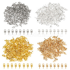 332個4色真鍮製カップペグベイルペンダント  片穴ビード用  ミックスカラー  7x3mm  穴：1.5mm  ピン：0.5mm  83個/カラー&nbsp;KK-TA0003-45