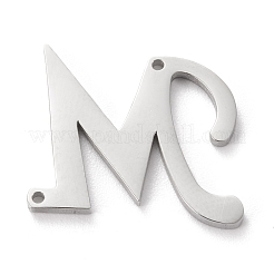 変色しにくい304ステンレススチールリンクコネクター  頭文字  文字.m  M：15x18.5x1.5mm  穴：1mm&nbsp;X-STAS-J027-01M
