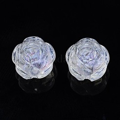 透明なアクリルビーズ  グリッターパウダー  花  透明  10x10x10mm  穴：1.4mm&nbsp;X-OACR-N008-103