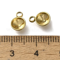 イオンプレーティング（IP）304ステンレススチールペンダントカボションセッティング  フラットラウンド  18KGP本金メッキ  トレイ：5mm  9x6x3mm  穴：1.4mm&nbsp;X-STAS-I310-27G
