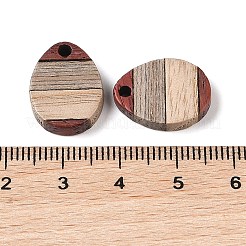 白檀とウェンジ材のペンダント  オーバル  17x13x3.5mm  穴：2mm&nbsp;WOOD-S061-01A