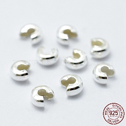 スターリングシルバー製クリンプビーズカバー925個  銀  3mm&nbsp;STER-G027-27S-3mm