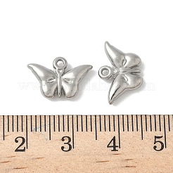 304ステンレススチールチャーム  バタフライチャーム  変色防止  ステンレス鋼色  10x14.5x3mm  穴：1mm&nbsp;STAS-F320-03C-P