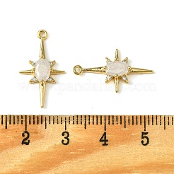 真鍮製マイクロパヴェキュービックジルコニアペンダント  18KGP本金メッキ  スター  ホワイト  21x12x3.5mm  穴：1.2mm&nbsp;X-KK-M277-08G-04
