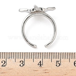 真鍮製カフリング  マンタ  長持ちメッキ  ラックめっき  鉛フリー＆カドミウムフリー  プラチナ  19.5x21mm&nbsp;RJEW-H256-23P
