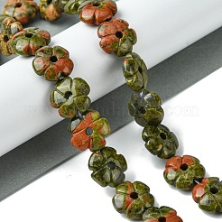 天然石ユナカイトビーズ連売り  花  14x14x5.5mm  穴：1.2mm  約29個/連  14.80''（37.6センチメートル）&nbsp;G-H023-B02-01