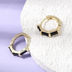 真鍮パヴェキュービックジルコニアフープピアス  ラックめっき  長持ちメッキ  カドミウムフリー＆鉛フリー  18KGP本金メッキ  ミックスカラー  15.5x2.5mm&nbsp;EJEW-G471-09G
