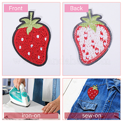 36個 6スタイル イチゴ コンピューター刺繍布 粘着パッチ  パッチにこだわる  マスクと衣装のアクセサリー  アップリケ  レッド  23~45x20~50x1.5~2mm  6個/スタイル&nbsp;PATC-FG0002-42