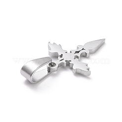 変色しない304ステンレススチールペンダント  レーザー切断  クロス  ステンレス鋼色  20x15.5x1.5mm  穴：3.5x7mm&nbsp;LS-STAS-L216-31P