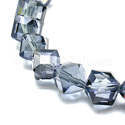 クリスタルガラスキューブビーズ連売り  多面カット  プルシアンブルー  11x11x11mm  穴：1mm  約59個/連  29.9インチ&nbsp;GLAA-F014-A01