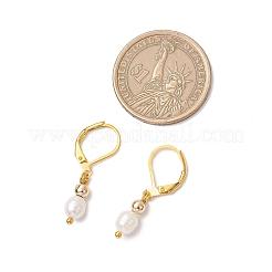 天然バロックパールのオーバルフレンチフックピアス  真鍮製のピアスパーツ  ゴールドカラー  29.5x5.5mm&nbsp;EJEW-JE06437