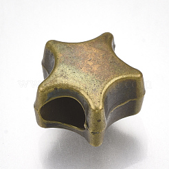 CCBプラスチックヨーロピアンビーズ  大穴ビーズ  スター  アンティークブロンズ  10x10.5x7mm  穴：4mm&nbsp;CCB-S161-03AB