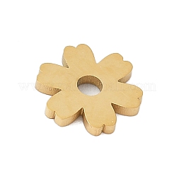 304ステンレススチールビーズ  花  ゴールドカラー  8x7.5x1mm  穴：1.8mm&nbsp;STAS-S177-01G