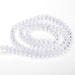 クリアガラスビーズ連売り  模倣オーストリアクリスタル  ファセット（32ファセット）  ラウンド  透明  10mm  穴：1mm  約65~68個/連  58~62cm&nbsp;GLAA-G013-10mm-72