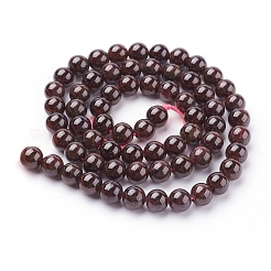 天然石ビーズ連売り  天然ガーネット  グレードAB  ラウンド  暗赤色  6mm  穴：0.8~1mm  約61個/連  15インチ&nbsp;G-A038-AB