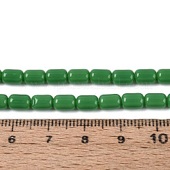 オペークガラスビーズ連売り  バレル  シーグリーン  6~6.5x4~5mm  穴：0.7~0.8mm  約64~65個/連  15.75~15.94''（40~40.5センチメートル）&nbsp;GLAA-T028-14P-04