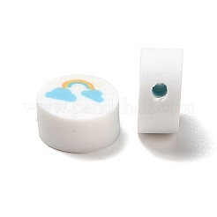 手作り樹脂粘土ビーズ  天気模様とフラットラウンド  雪  9.5~10x4.5~5mm  穴：1.6~1.8mm&nbsp;CLAY-B003-14
