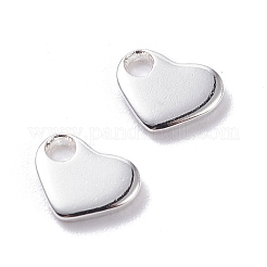 ステンレススチールチャーム201個  空白タグのスタンプ  ハート  銀  7~8x9~10x1.5mm  穴：2mm&nbsp;STAS-F192-057S