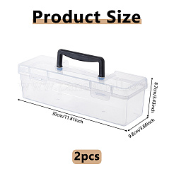 プラスチック製の取っ手付き整理ボックス  長方形  ホワイトスモーク  30x9.8x8.7cm  内径：29.2x8.2のCM&nbsp;CON-WH0086-212
