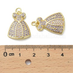 真鍮製マイクロパヴェキュービックジルコニアペンダント  18KGP本金メッキ  丸カン付き  服  21.5x16.5x3.5mm  穴：3.2mm&nbsp;LS-KK-D384-03G-01