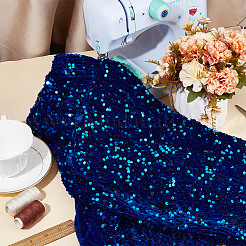 ポリエステル織物  ペットのスパンコール付き  衣類アクセサリー  ダークブルー  150~163x0.06cm  3m / pc&nbsp;DIY-WH0622-125C