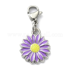 合金エナメルペンダントデコレーション  ステンレススチールカニカン付き  花  プラチナ  27.5mm&nbsp;HJEW-JM01213-02