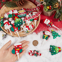 クリスマスプラスチックケーキトッパー24個、12つのスタイル  ケーキインサートカード  ケーキデコレーション用  混合図形  52~65mm  2個/スタイル&nbsp;AJEW-SC0003-53A