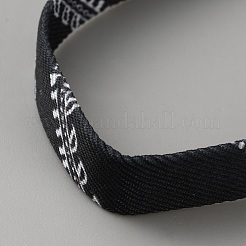 エスニックスタイルのポリエステルコード編みブレスレット（男性用・女性用）  ブラック  3/8インチ（0.95cm）  内径：2-1/4~3-5/8インチ（5.6~9.15cm）&nbsp;BJEW-WH0022-66C