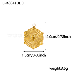 304ステンレスペンダント  六角チャーム  イオンプレーティング（ip）  14KGP本金メッキ  20x15mm&nbsp;STAS-OY002-57G