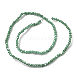 多面的ロンデルフルレインボーメッキ電気メッキガラスビーズ連売り  アクアマリン  2.8~3x2mm  穴：0.8mm  約140個/連  32cm&nbsp;EGLA-M004-2mm-A15