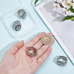 4個 4スタイル調整可能合金エナメルスナップリング部品  スナップで  女性のためのジュエリー  花  アンティークシルバー  内径：18~20mm  1個/スタイル&nbsp;RJEW-DR0001-04