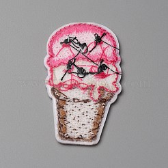 夏をテーマにしたポリエステルのコンピュータ刺繍布 アイロン接着/縫い付けパッチ  マスクと衣装のアクセサリー  アップリケ  アイスクリーム柄  62.5x35x2mm&nbsp;PATC-WH0010-07F