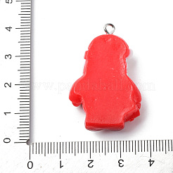 クリスマスの不透明な樹脂ペンダント  プラチナ鉄ループ付き  サンタクロース  37x24.5x9mm  穴：2mm&nbsp;RESI-A049-05L
