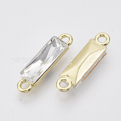 ライトゴールドメッキ合金リンクコネクター  ガラスと  多面カット  長方形  透明  22x5.5x4mm  穴：1.8mm&nbsp;PALLOY-N150-11