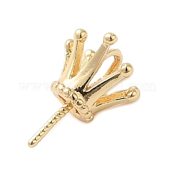 真鍮ヒートンキャップ  スクリューアイペグベイル  クラウン  14KGP本金メッキ  12x8x8mm  穴：4mm  ピン：0.7mm&nbsp;KK-Q788-02G