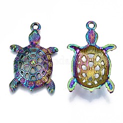 合金ペンダント  カドミウムフリー＆鉛フリー  亀の形  虹色  38x23x6mm  穴：2mm&nbsp;PALLOY-N156-037-RS