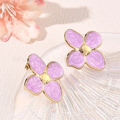 304ステンレススチールエナメルスタッドピアス  花  ゴールドカラー  29x16mm&nbsp;SA-CBA46AF-07G