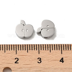 変色しない304ステンレススチールビーズ  りんご  ステンレス鋼色  8x8x2.9mm  穴：1.2mm&nbsp;STAS-K263-29P