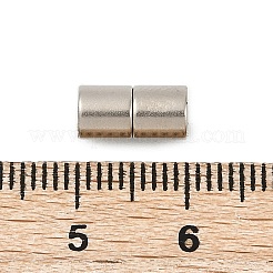 真鍮製マグネットクラスプ  無鉛の  長持ちメッキ  ラックめっき  コラム  ステンレス鋼色  5mm  穴：1.8mmと1mm&nbsp;KK-H202-01P-02