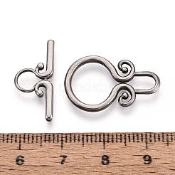 304ステンレススチールトグル留め具  一体型鋳造ジュエリーコネクタバックルブレスレットネックレスアクセサリー  DIY 手作りジュエリー部品  ステンレス鋼色  リング  23x15x2mm  バー：22x10x2mm&nbsp;PW-WG419A3-02