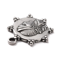 変色しない304ステンレススチールチャーム  テクスチャ  人間と太陽  ステンレス鋼色  23x20x3mm  穴：2.2mm&nbsp;STAS-B024-72P