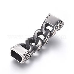 304ステンレススチールリンク  レザーコードブレスレット作り用  長方形  アンティークシルバー  54x15x9mm  穴：12x6.5mm&nbsp;STAS-I120-69AS