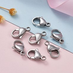 変色しにくい304ステンレススチール製のロブスタークロウ留め金  オウムトリガークラスプ  ステンレス鋼色  15x9.5x4mm  穴：1.6mm&nbsp;X-STAS-F182-01P-A